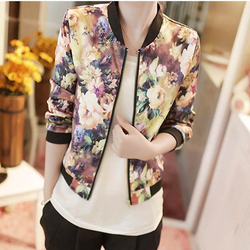 2017 Long Sleeve Floral Print Coat - Chaquetas Mujer KLV