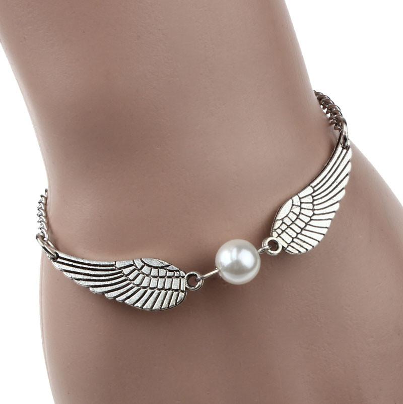 New Silver Imitation Pearl Angel Wings Jewelry - Rushy