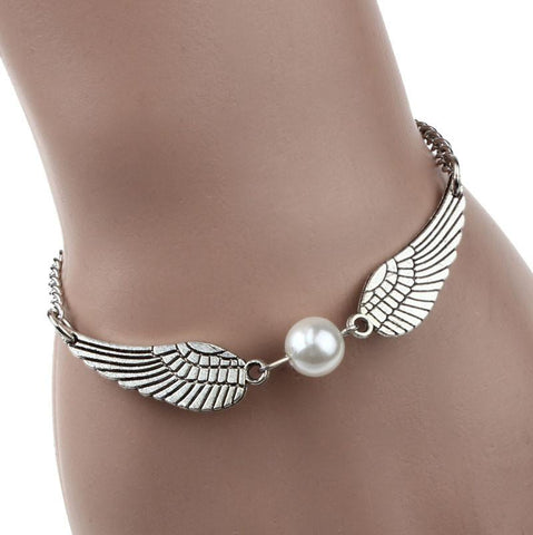 New Silver Imitation Pearl Angel Wings Jewelry - Rushy