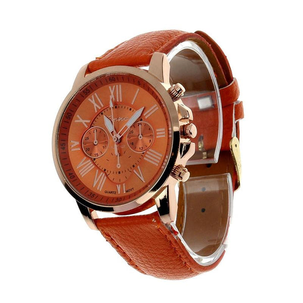 Fabulous Faux Leather Roman Numeral Watch - Relogio Mujer