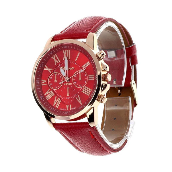 Fabulous Faux Leather Roman Numeral Watch - Relogio Mujer