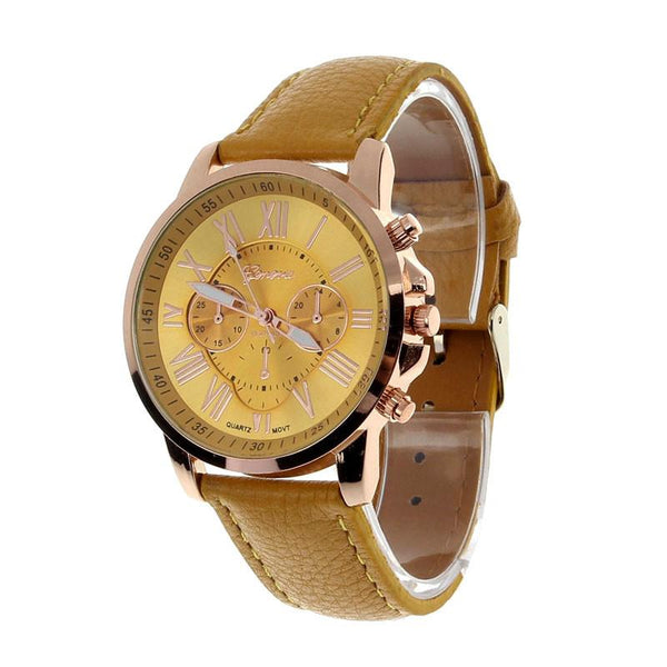 Fabulous Faux Leather Roman Numeral Watch - Relogio Mujer