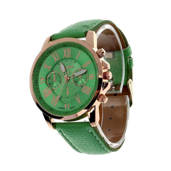Fabulous Faux Leather Roman Numeral Watch - Relogio Mujer