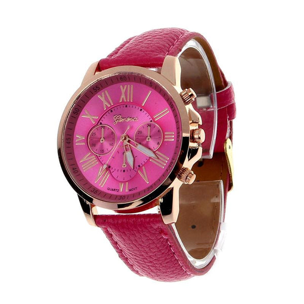 Fabulous Faux Leather Roman Numeral Watch - Relogio Mujer