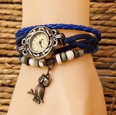 Cute Owl Genuine Cow Leather Bracelet Watch