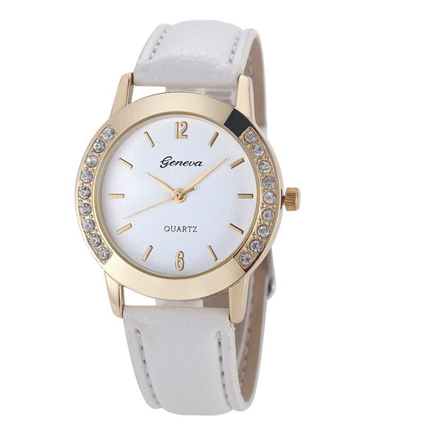 Hot Women Diamond Analog Leather Quartz