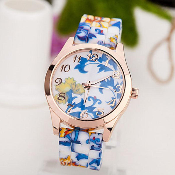 2017 HOT! Reloj Rose Flower Silicone Watch