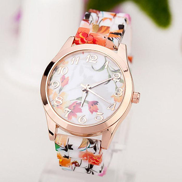 2017 HOT! Reloj Rose Flower Silicone Watch