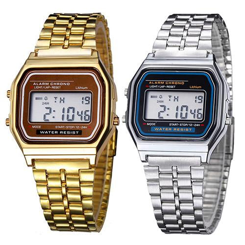 Unisex Vintage Stainless Steel LED Digital Sports - 1MAM 6T5P