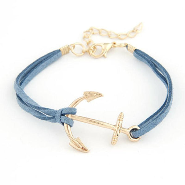 Unisex Retro Alloy Anchor Braided Rope Gold - Rushy