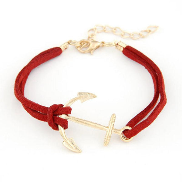 Unisex Retro Alloy Anchor Braided Rope Gold - Rushy