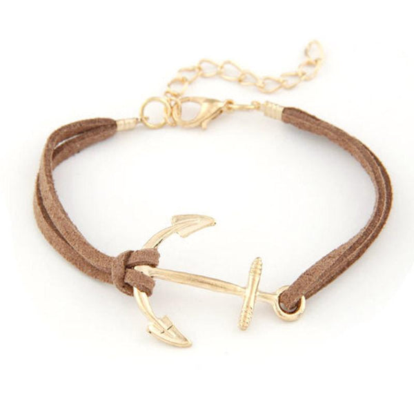 Unisex Retro Alloy Anchor Braided Rope Gold - Rushy