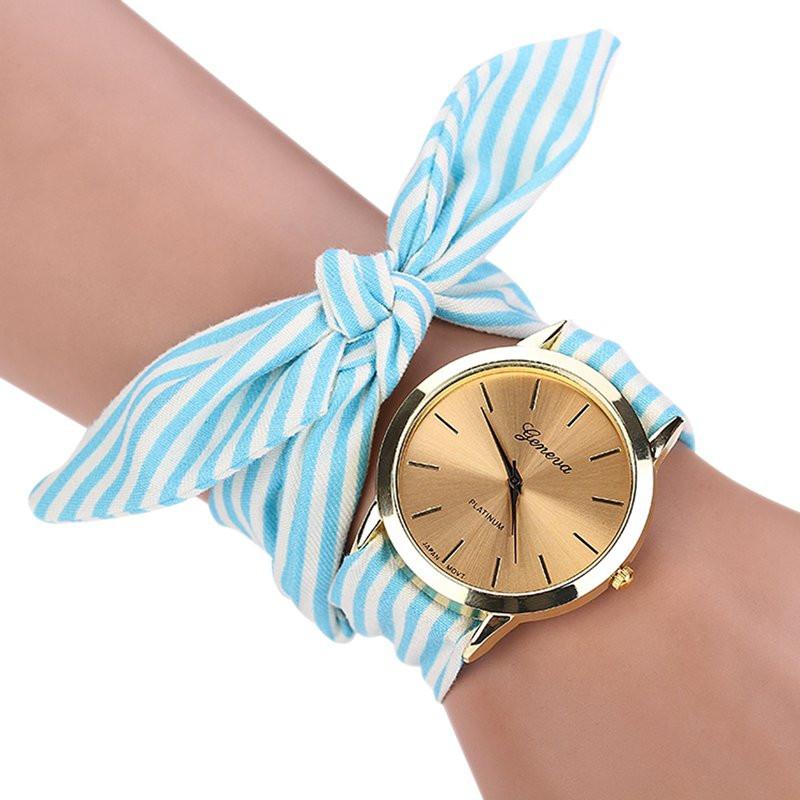Casual Stripe Fabric Bracelet Watch 3 Colors