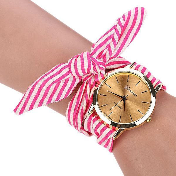 Casual Stripe Fabric Bracelet Watch 3 Colors