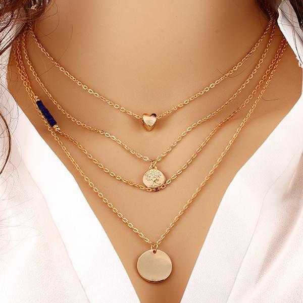 Classic Multilayer Link Chain Beads Body Necklace