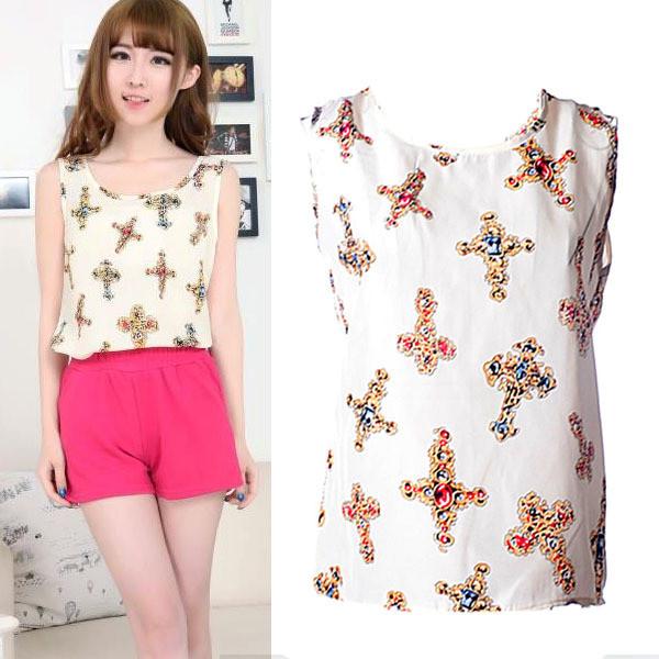 Colors Casual Women All-match Chiffon Vest Tank Tops Blouse