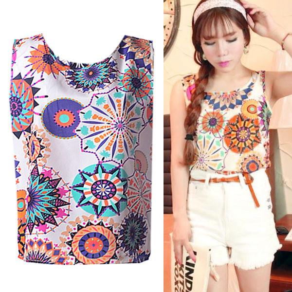 Colors Casual Women All-match Chiffon Vest Tank Tops Blouse