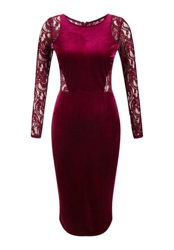 Women Sexy Evening Blue Lace Dress