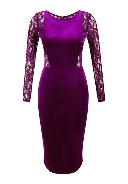 Women Sexy Evening Blue Lace Dress