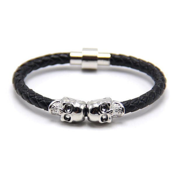 2016 Wholesale New Fashion Punk Genuine Skull Leather Men Bracelet