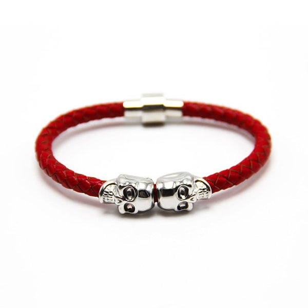 2016 Wholesale New Fashion Punk Genuine Skull Leather Men Bracelet