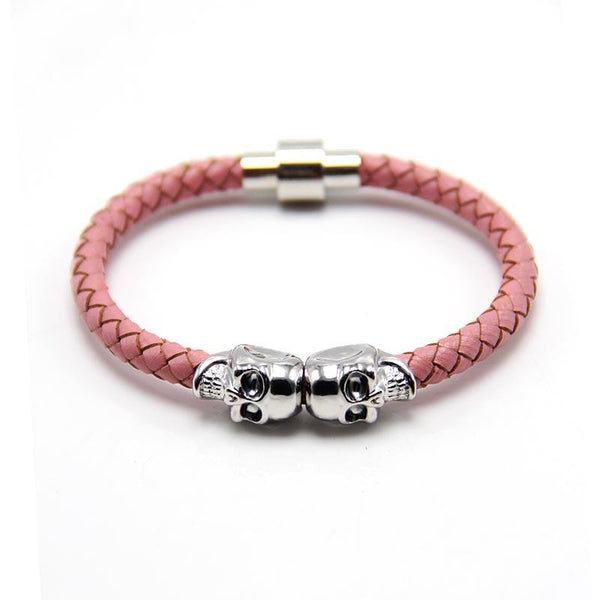2016 Wholesale New Fashion Punk Genuine Skull Leather Men Bracelet