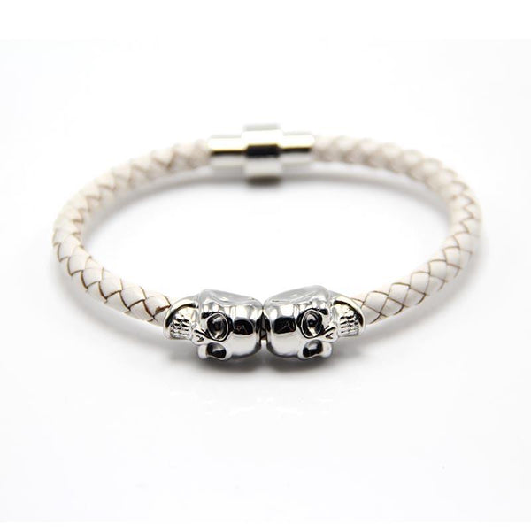 2016 Wholesale New Fashion Punk Genuine Skull Leather Men Bracelet
