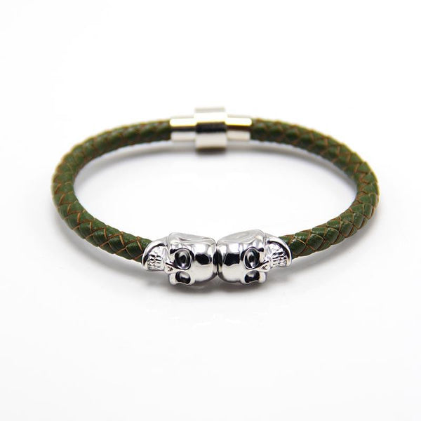2016 Wholesale New Fashion Punk Genuine Skull Leather Men Bracelet