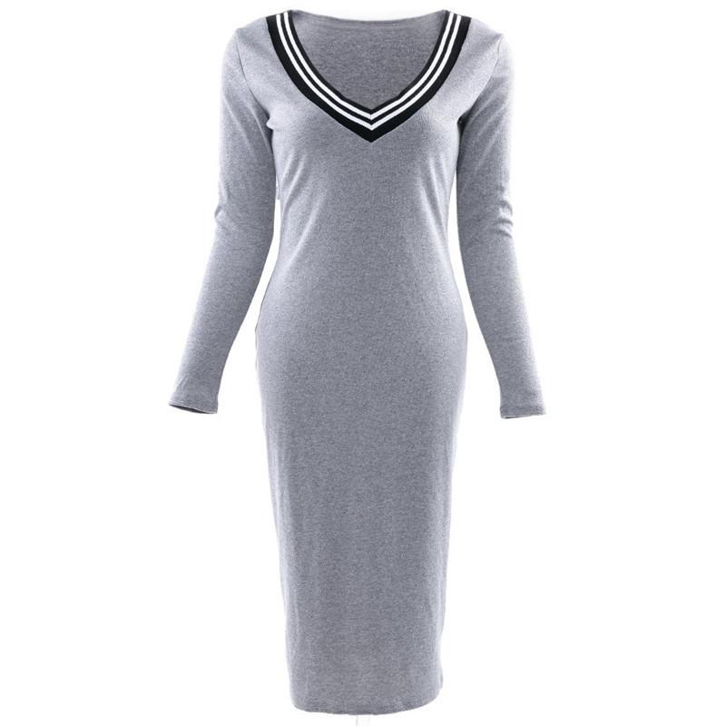 Vestidos 2017 New Sexy Deep V Knitted Women Casual Dress - Rushy