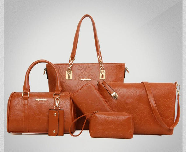 Retro Embossing Handbags 6 Pcs/Set - Rushy