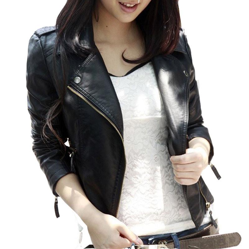 New Spring Autumn 2017 Women Leather Jacket