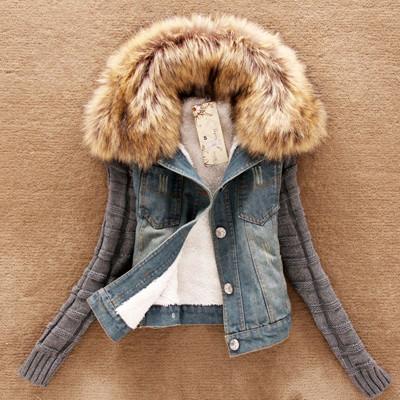 Winter Jacket Women Short Denim
