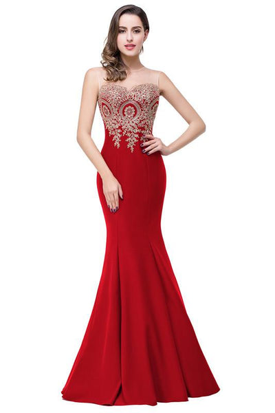 Soiree Sexy Backless Red Mermaid Dress