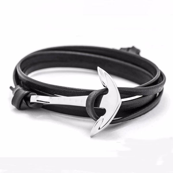 Leather Anchor Bracelets Silver plated - Rushy