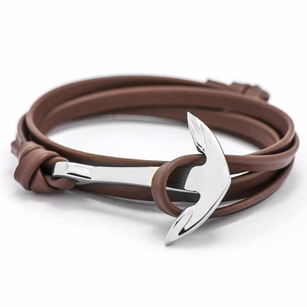 Leather Anchor Bracelets Silver plated - Rushy