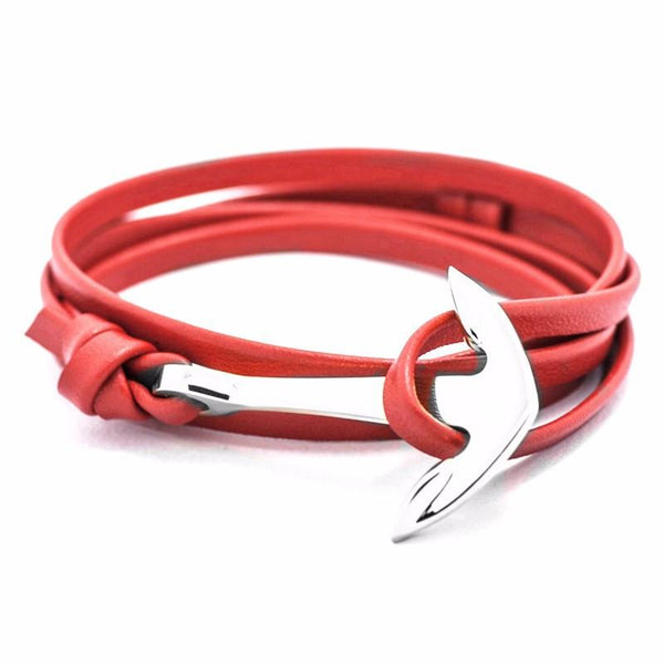 Leather Anchor Bracelets Silver plated - Rushy