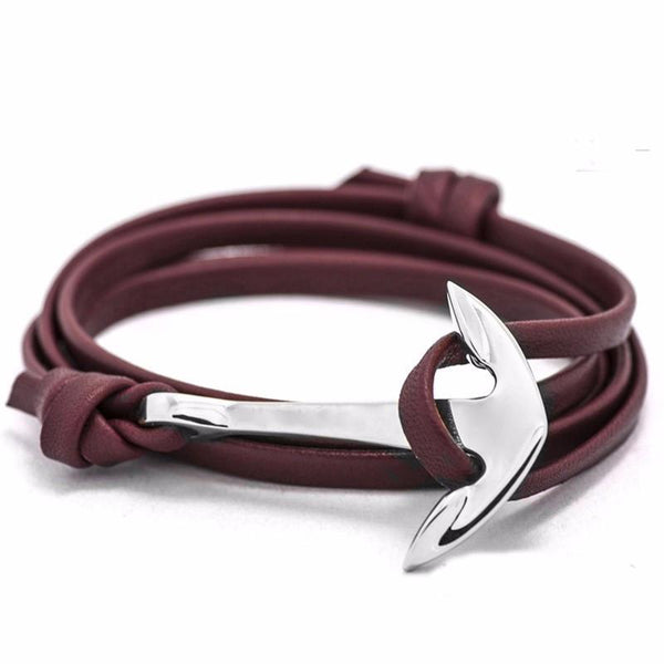 Leather Anchor Bracelets Silver plated