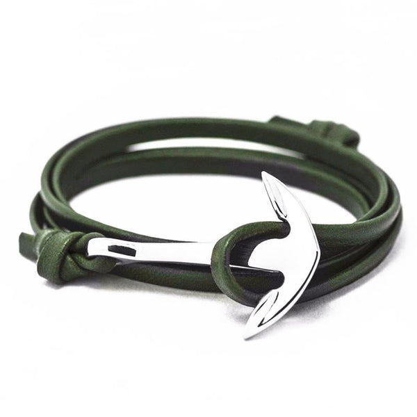 Leather Anchor Bracelets Silver plated