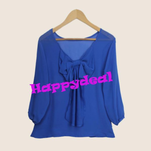2017 Fashion Soild Color Chiffon Women Blouse