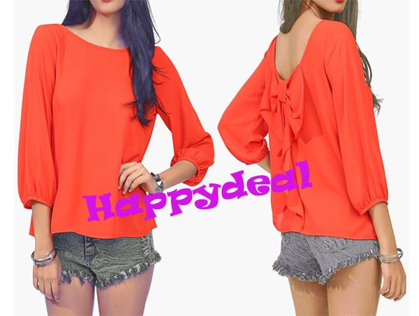 2017 Fashion Soild Color Chiffon Women Blouse