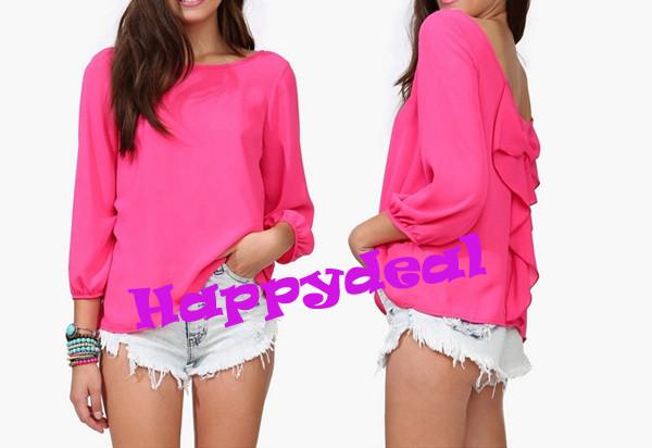 2017 Fashion Soild Color Chiffon Women Blouse