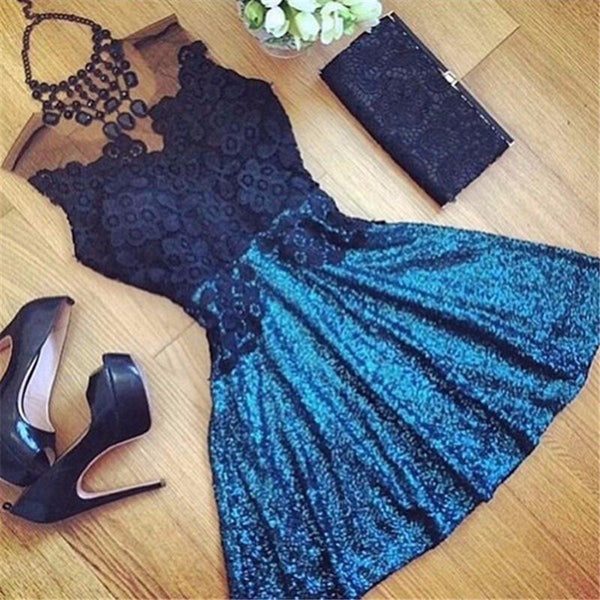 Hot Sale Style Womens Blue Sexy Lace Dress