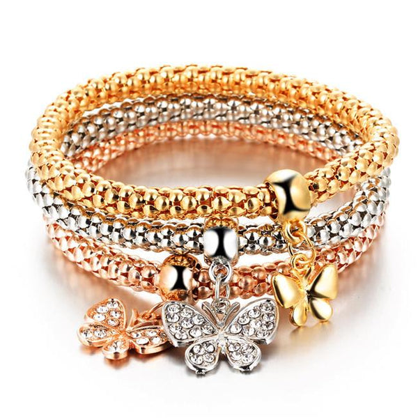 17KM New Fashion Gold Color Crystal Skull Bracelet
