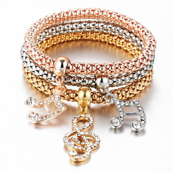 17KM New Fashion Gold Color Crystal Skull Bracelet