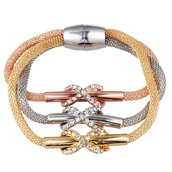17KM New Fashion Gold Color Crystal Skull Bracelet