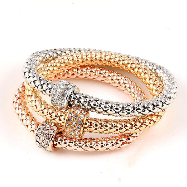 17KM New Fashion Gold Color Crystal Skull Bracelet