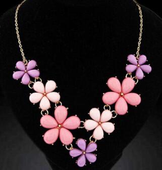 New Arrive Fashion Blue Gem Flower Necklace