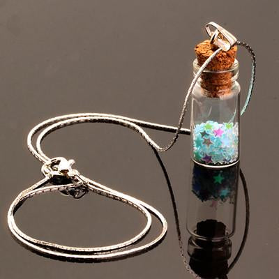 Cute Glass Wishing Bottle Pendant - Rushy
