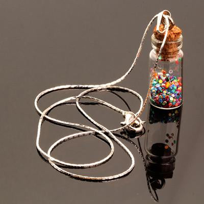 Cute Glass Wishing Bottle Pendant - Rushy