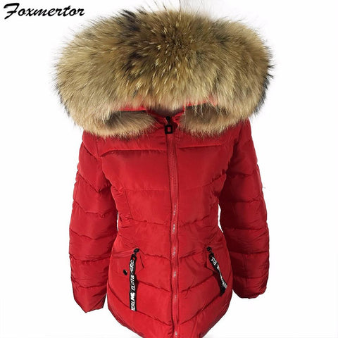 New 2017 Winter Jacket Women Real Large Raccoon Fur